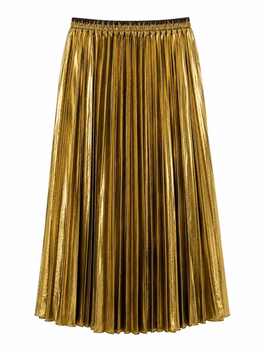 NWT OAK + FORT Gold Pleaded Skirt